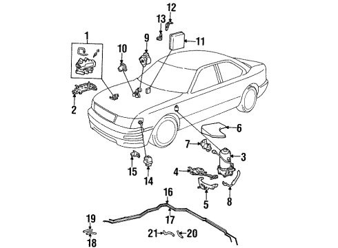 1996 Lexus LS400 Anti-Lock Brakes Sensor, Speed Diagram for 89546-50030
