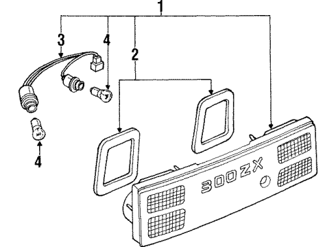 1991 Nissan 300ZX Bulbs Lamp Assy-Reverse Diagram for 26540-30P00