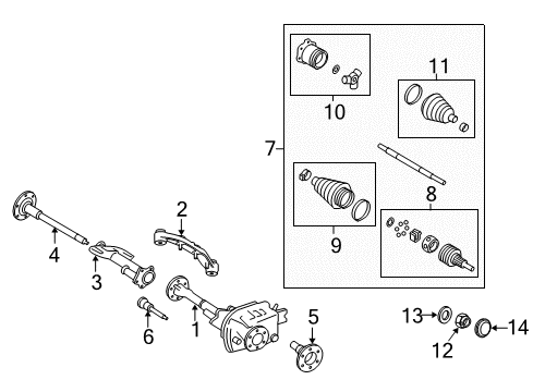 2014 GMC Sierra 1500 Carrier & Front Axles Differential Assembly Diagram for 23484384