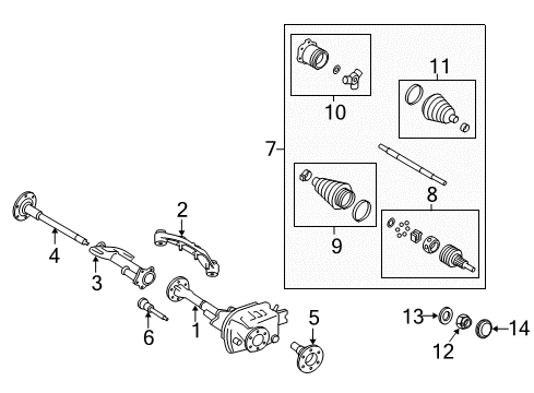 2017 Chevrolet Silverado 1500 Carrier & Front Axles Differential Assembly Diagram for 23484388