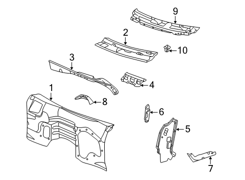 2003 Chevrolet Trailblazer Cowl Panel Asm, Dash Diagram for 88980432