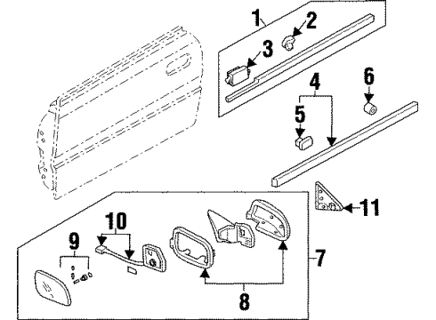 1997 Acura TL Outside Mirrors, Exterior Trim Mirror, Driver Side (Flat) Diagram for 76253-S30-A01