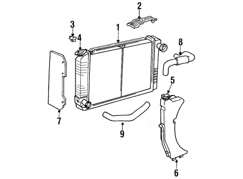 1993 Ford Mustang Radiator & Components Lower Hose Diagram for FOZZ-8286-A