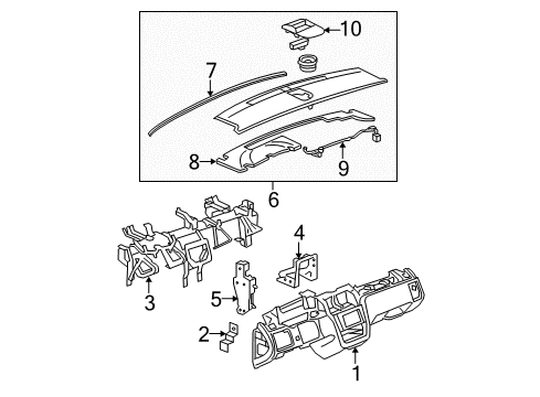 2007 Cadillac DTS Cluster & Switches, Instrument Panel Upper Panel Diagram for 15292516