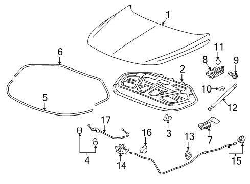 2018 Buick LaCrosse Hood & Components Hood Diagram for 26701114