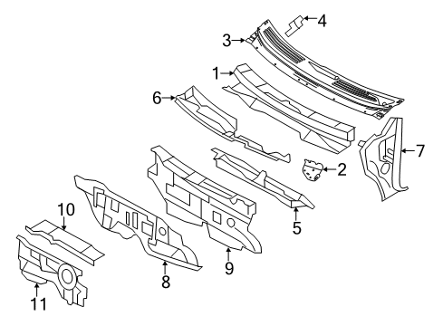 2011 Ford Edge Cowl Insulator Diagram for BT4Z-7801670-A