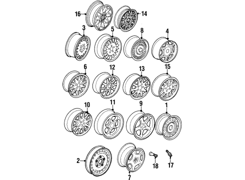 1996 BMW 318ti Wheels Steel Rim Schwarz Diagram for 36111095007