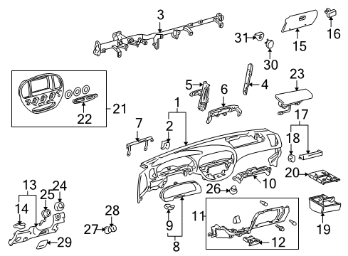 2005 Toyota Sequoia Instrument Panel Lower Panel Hole Cover Diagram for 55539-AE010-C3