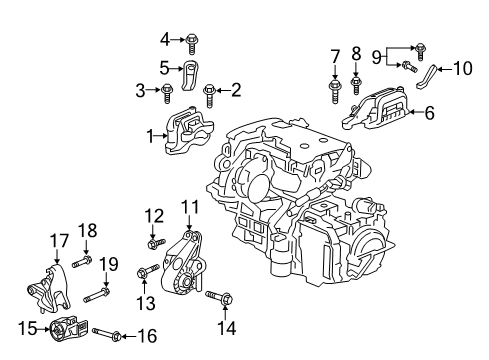 2018 Chevrolet Traverse Engine & Trans Mounting Transmission Mount Bolt Diagram for 11548249
