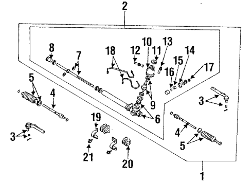 1990 Nissan Axxess Steering Column, Steering Wheel & Trim, Housing & Components, Shaft & Internal Components, Shroud, Switches & Levers Rack Assy-Power Steering Diagram for 49271-F6606