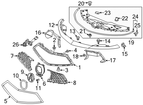 2020 Acura RLX Grille & Components Cushion, Hood Diagram for 74175-SJA-000