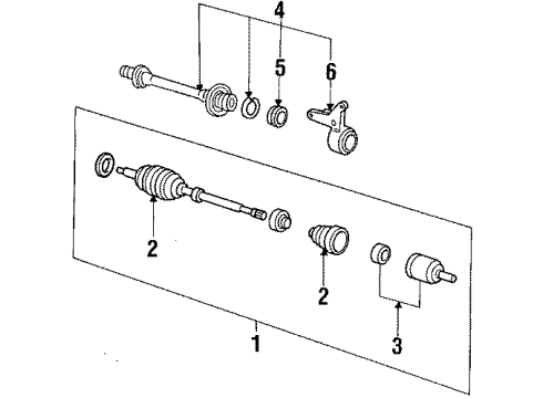 1991 Honda Civic Drive Axles - Front Driveshaft Assembly, Passenger Side Diagram for 44305-SH9-000