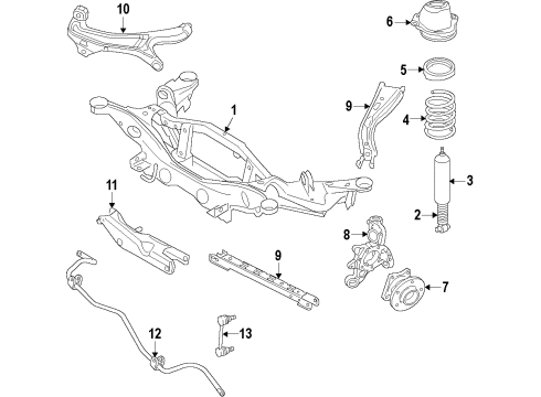 2009 Ford Taurus Rear Suspension Components, Lower Control Arm, Upper Control Arm, Stabilizer Bar Hub & Bearing Assembly Diagram for 8F9Z-1104-B