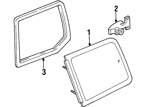 2001 Mercury Villager Side Loading Door - Glass & Hardware Latch Diagram for XF5Z-1227159-AA