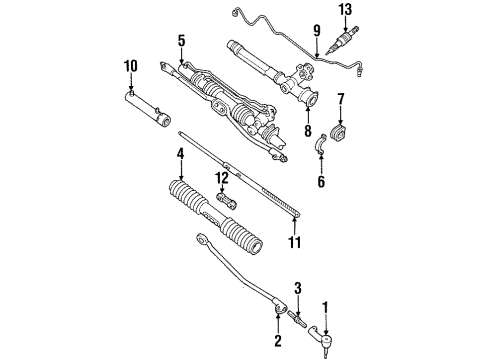 1988 Pontiac LeMans P/S Pump & Hoses, Steering Gear & Linkage Rod Kit, Outer Tie(LH)(N00&M79&N51)(N00&N40) Diagram for 26001807