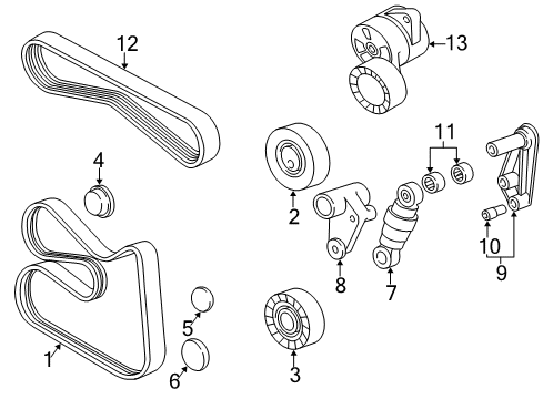 2005 BMW 330Ci Belts & Pulleys Ribbed V-Belt Diagram for 11287512762