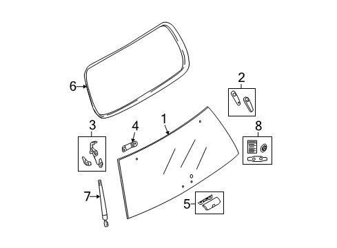 2010 Mercury Mountaineer Lift Gate - Glass & Hardware Hinge Diagram for 6L2Z-78420A68-AA