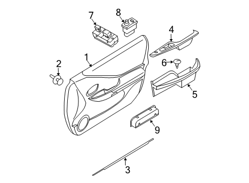 2010 Nissan Altima Switches Front Door Armrest, Driver Side Diagram for 80941-ZX00B