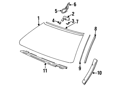 1997 Chevrolet Monte Carlo Windshield Glass, Reveal Moldings Molding, Windshield Side Reveal Diagram for 10437965