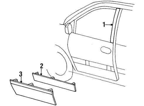 2000 Chrysler Town & Country Exterior Trim - Front Door APPLIQUE-Front Door Diagram for RE17TZZAA