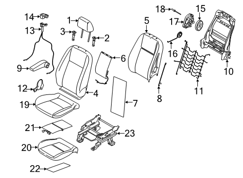2020 Ford Transit Connect Front Seat Components Seat Cushion Heater Diagram for KT1Z-14D696-A