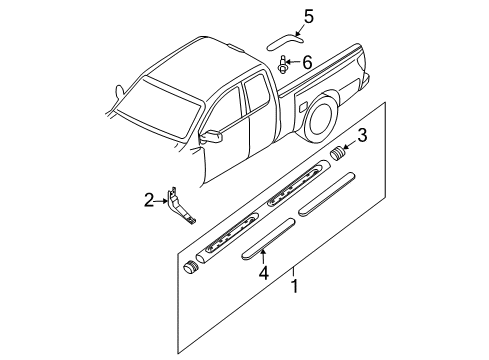 2012 Nissan Frontier Exterior Trim - Cab Frontier Kc Step Rail Service RH Diagram for 96100-ZP50A