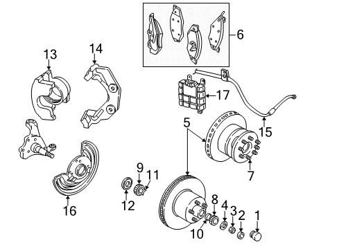 1995 Dodge B3500 Anti-Lock Brakes Nut-Wheel Bearing Adjusting Diagram for 6029692