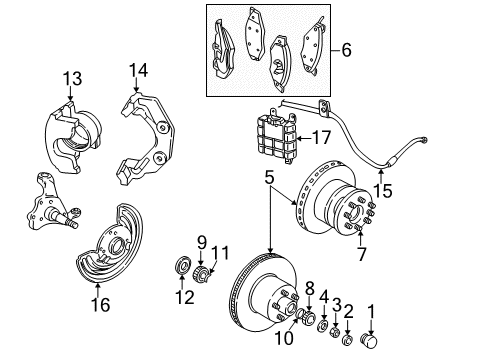 2001 Dodge Ram 3500 Van Front Brakes Disc Brake Rotor Front Diagram for 52009414