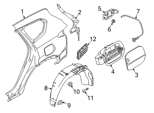 2020 Hyundai Santa Fe Quarter Panel & Components Catch & Cable Assembly-Fuel Filler Diagram for 81590-S2000