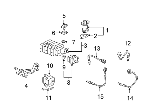 2009 Acura MDX Powertrain Control Retainer Diagram for 17321-SDA-A01