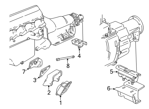 1999 GMC C2500 Engine & Trans Mounting Mount Asm-Trans *Marked Print Diagram for 15767859