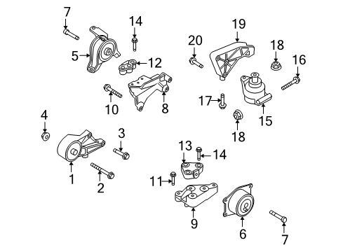 2008 Saturn Astra Engine & Trans Mounting Bracket, Engine Mount Body Side Diagram for 90538543