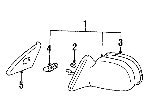 1996 Toyota Paseo Outside Mirrors Passenger Side Mirror Assembly Outside Rear View Diagram for 87910-16731