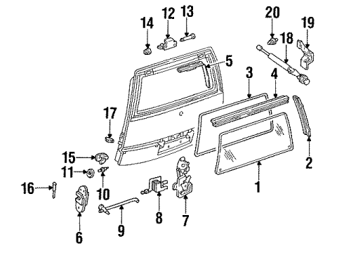 1990 Pontiac Trans Sport Lift Gate Strut Asm-Lift Gate Diagram for 10273531