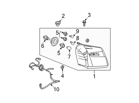 2006 Chevrolet Equinox Headlamps Bulb, Rear Turn Signal Lamp Diagram for 9427736