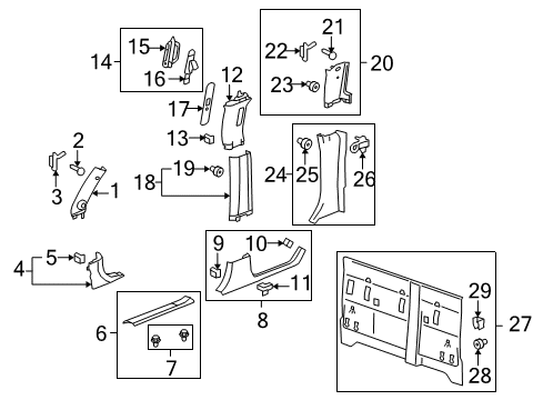 2009 Hummer H3T Interior Trim - Cab Side Rail Bolt Diagram for 11609460