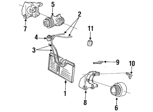 1990 Chrysler TC Maserati A/C Condenser, Compressor & Lines Clutch-A/C Compressor Diagram for 4864231