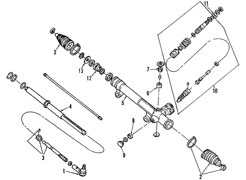 1999 Mercury Sable P/S Pump & Hoses, Steering Gear & Linkage Steering Gear Diagram for XF1Z-3504-BCRM