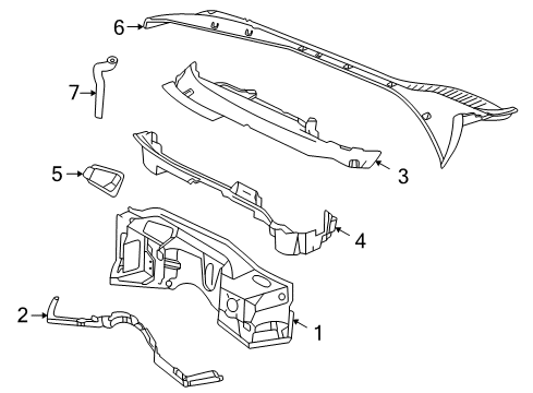 1998 Chevrolet Corvette Cowl Dash Panel Diagram for 10332027