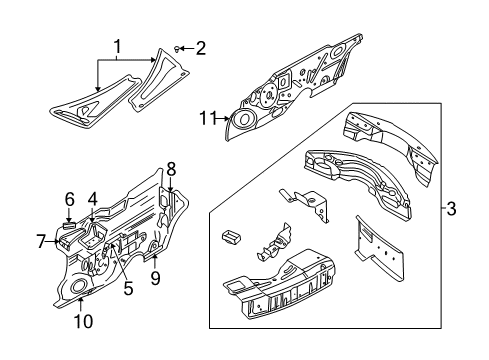 2008 Chrysler PT Cruiser Cowl SILENCER-PLENUM And Dash Panel Diagram for 5023909AB
