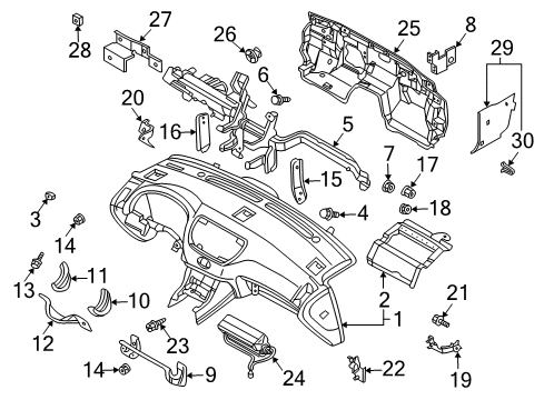 2004 Infiniti M45 Cluster & Switches, Instrument Panel Stay-Assembly-Instrument, Assist Diagram for 68172-AR200