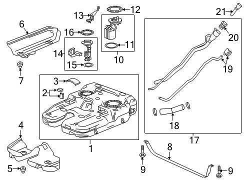 2019 Chevrolet Blazer Fuel System Components Fuel Pump Assembly Retainer Diagram for 22738433