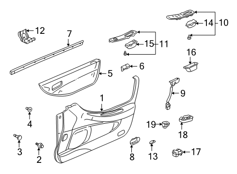 1998 Honda Accord Interior Trim - Front Door Weatherstrip, L. FR. Door (Inner) Diagram for 72375-S84-A01