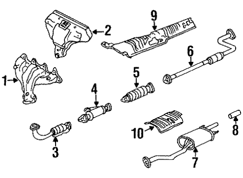 1996 Honda Accord Exhaust Manifold Muffler Set, Exhaust Diagram for 18030-SV1-507