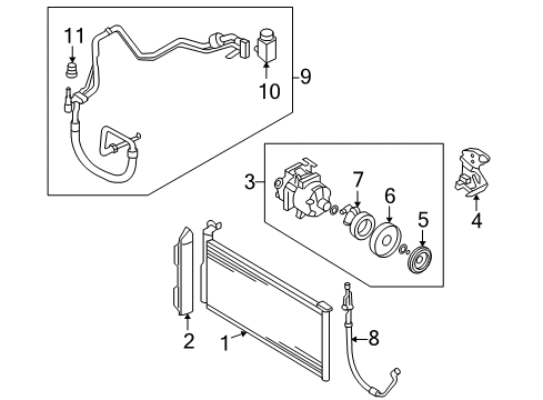 2006 Kia Optima A/C Condenser, Compressor & Lines Reman Compressor Assembly Diagram for 977013K125RU