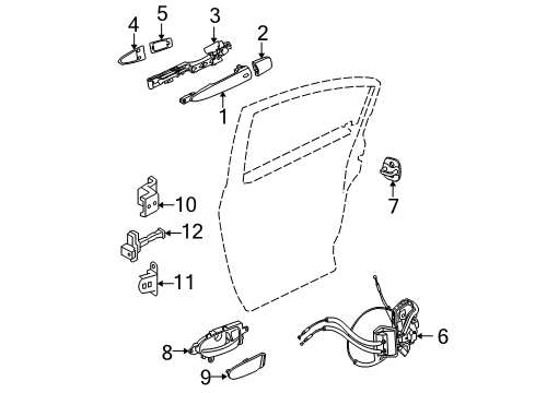 2011 Nissan Maxima Rear Door - Lock & Hardware Rear Door Lock Actuator Motor, Right Diagram for 82500-ZY80A