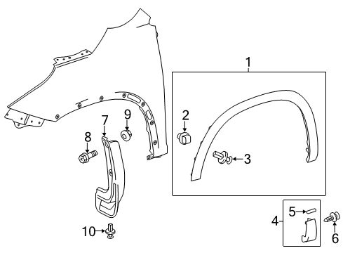 2015 Toyota Highlander Exterior Trim - Fender Mud Guard Diagram for 76621-0E010