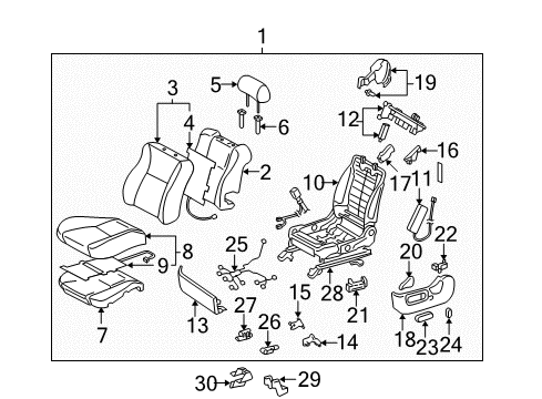 2007 Toyota Solara Front Seat Components Side Cover Diagram for 71862-AA050-A0