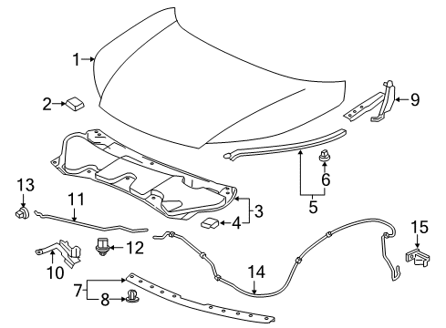 2016 Honda CR-V Hood & Components Lock Assembly, Hood Diagram for 74120-T0A-A11