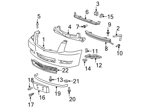 2008 Cadillac Escalade Front Bumper Impact Bar Screw Diagram for 11589398